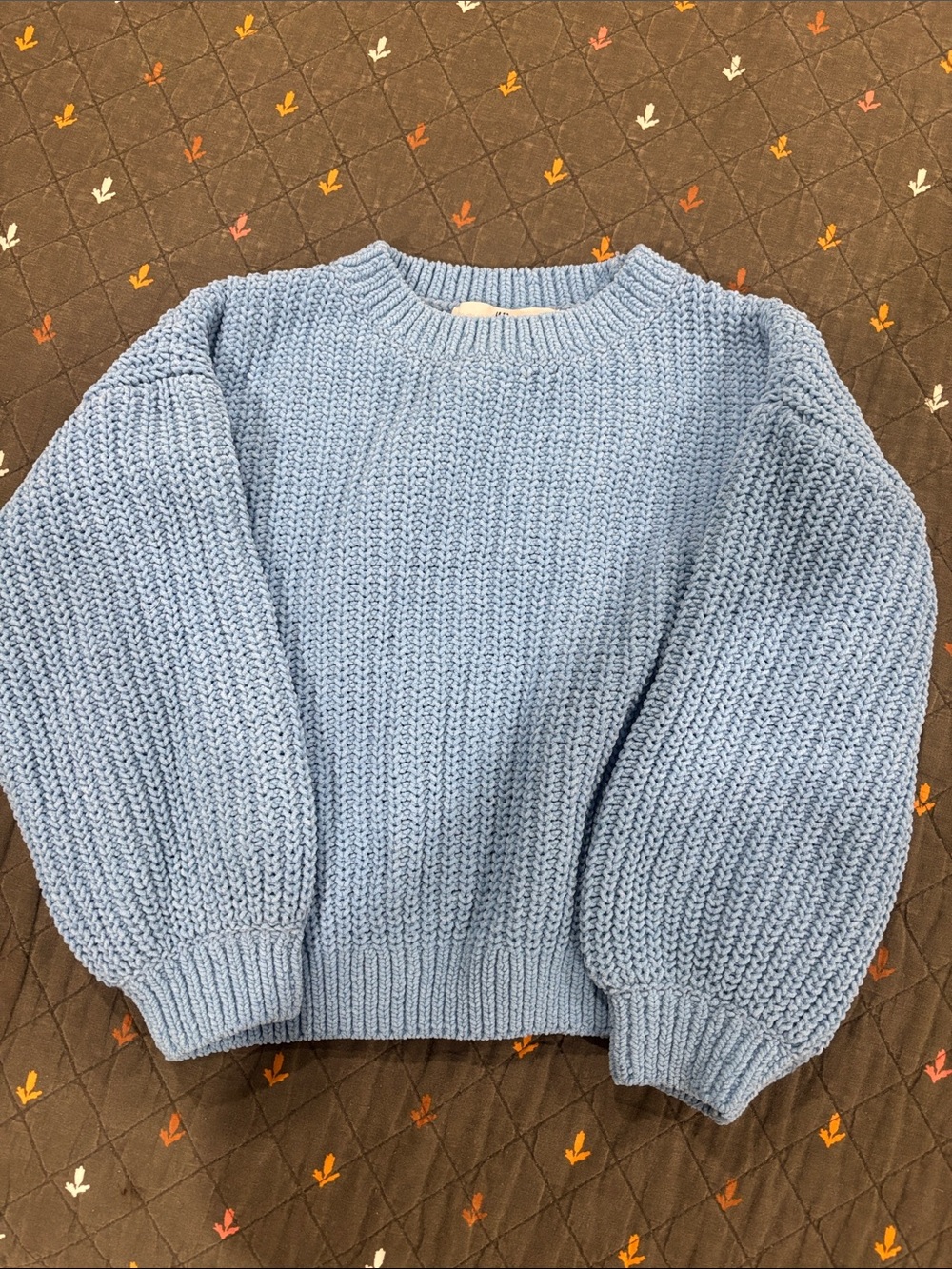 H&M Light Blue Chunky Crewneck Sweater - girls